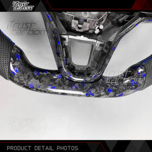 Volant personnalisé en fibre de carbone forgée bleue avec LED pour Volkswagen Golf MK8 Passat 2020-2025 GTI GTD GLI ID4 Tera T-ROC - Product Image 5
