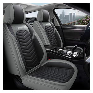 Sarung jok mobil vinil mewah Pvc mewah Universal Deluxe Set lengkap, kantong udara kompatibel, bernapas, cocok untuk mobil, truk, SUV - Product Image 3