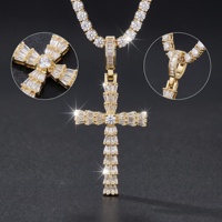 Pendentif croix tendance hip-hop en argent sterling S925 et moissanite pour rappeurs, DJ, soirées, danse, cadeau avec certificat