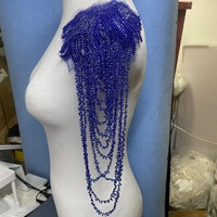Patchs d'épaule en broderie 3D perlée avec pompons, strass et motifs floraux pour vêtements et accessoires de mode - Vente en gros