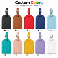 Étiquette de bagage en cuir PU avec logo personnalisé, étiquette de valise de voyage avec cache de confidentialité, boucle métallique, plusieurs couleurs, vente en gros