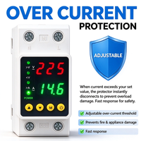 Protecteur de surtension et de sous-tension réglable sur rail DIN 2P DC220V 40A 63A 80A 100A avec double affichage numérique V/A