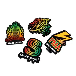 Stiker Die Cut holografis, stiker Die Cut tahan air mudah terurai desain kustom cetak stiker vinil potong Die