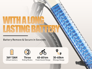 Bicicleta Eléctrica de Montaña SU7 con Motor de 250W, Batería de 13Ah, 24 Pulgadas, Bicicleta Urbana, Batería de Litio SU7 - Product Image 3