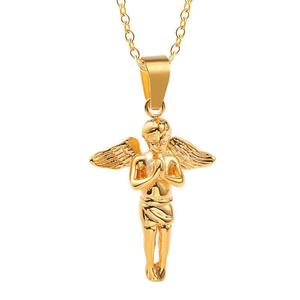 Prayer Little Boy Necklace Stainless Steel <b>Men</b>&women Pendant Loud European and American Popular Ornament Titanium Steel - Product Image 1