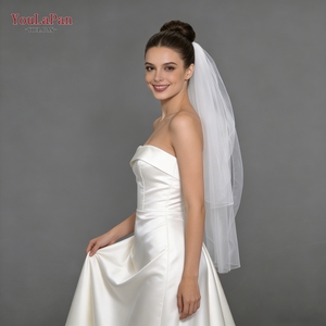 Voile de mariée minimaliste Youlapan V15 avec peigne à cheveux en métal de haute qualité, adapté aux mariages et aux occasions festives - Product Image 3
