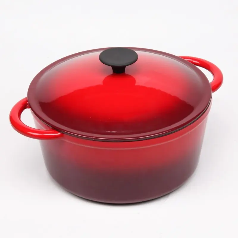 Cor vermelha Esmalte Cobrindo Sopa & Stock Pots Round Caçarola Sauce Pot Sustentável Piquenique Louça Ferro Fundido CLASSIC