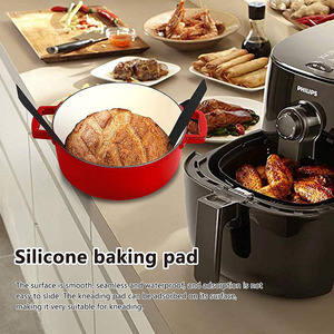 Tapete de silicona negro de 21 cm para horno holandés con asas largas, antiadherente, apto para horno y lavavajillas, herramientas para pan y repostería (borde rojo/azul) - Product Image 5
