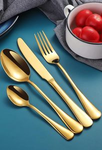 Ensemble de couverts en acier inoxydable doré, ensemble de couverts de luxe, cuillère, fourchette, couteau, ensemble de vaisselle pour la maison, l'hôtel, le restaurant - Product Image 5