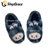 Pantoufles d'hiver StepGrace, pantoufles épaisses personnalisées, pantoufles en fausse fourrure thermique Labubu pour femmes