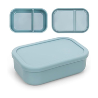 Boîte à lunch en silicone à 2 compartiments avec logo personnalisé, résistante au micro-ondes, chauffable, anti-fuite, écologique, compatible lave-vaisselle pour la maison