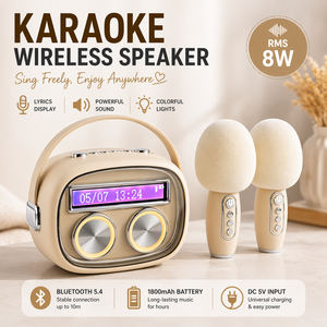 Boîte de chant sans fil 8W à succès avec écran LED, lecteur de musique, deux micros portables, unité sonore rechargeable pour <span class=keywords><strong>la</strong></span> maison, les voyages et le camping - Product Image 1