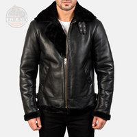 Neuer 2024-Stil Echte Pelz-Shearling-Lederjacke für Herren Winter Einfarbig Stehkragen High-Street Casual Individuell Anpassbar