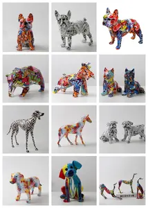 Escultura abstrata para cães, boneco pintado colorido, escultura moderna para decoração de artes, 2024