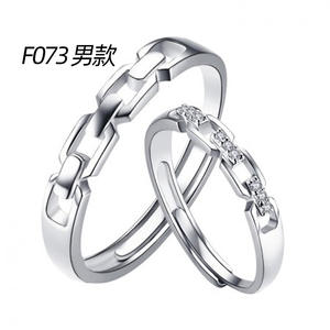 F073 Anello da Uomo per Matrimonio in Argento 925, Design Geometrico con Diamanti Rotondi Incastonati a Canale, Anello Raffinato - Product Image 1