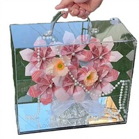 Umweltfreundliche Acryl-Blumenbox mit Spiegelboden und Griff, Geschenktasche für Hochzeiten und Partys, Vielseitig Einsetzbar