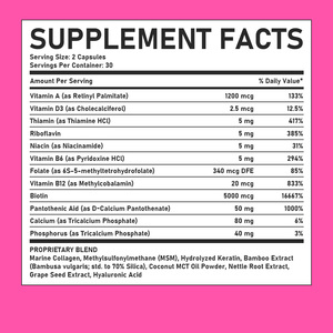 Capsules de biotine, collagène et kératine de haute qualité avec vitamine A favorisent la santé des cheveux et des ongles, et contribuent à améliorer les niveaux d'énergie. - Product Image 3