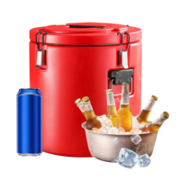 Ember Makanan & Minuman Terisolasi Merah 10L-60L dengan Pegangan Kunci Pengunci, Wadah Penyimpanan Termal untuk Susu, Teh, Sup, Panas & Dingin