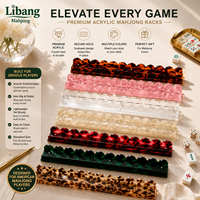Ensemble de 4 poussoirs de luxe pour Mahjong de 17,5 pouces, supports de tuiles aspect marbre/noyer/porcelaine, accessoires de Mahjong pour le divertissement