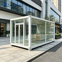 Boutique modulaire en verre panoramique, kiosque de vente au détail, bâtiment commercial mobile