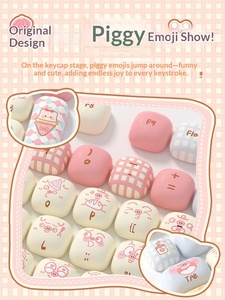 Ensemble complet de touches Akko Magic Geek Pig Party, taille standard, non rétroéclairées, profil Mog, PBT, sublimation par teinture, personnalisées, Bun Paradise - Product Image 2