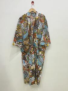 Kimono de Manga Larga 100% Algodón, Digital, Transpirable, Ecológico, Talla Única, Aproximadamente 50 Pulgadas, Silueta Recta, Proveedor de la India - Product Image 5