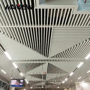 Goede Kwaliteit Aluminium Baffle Plafond Brandwerend Plafondpaneel Aangepaste Moderne Aluminium Strip Plafonds