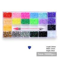 20000 pièces de strass en résine de 3 mm pour nail art, pierres colorées à dos plat, breloques et cristaux pour ongles