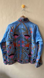 Chaqueta Varsity Larga Bordada a Mano de Algodón para Mujer, Transpirable, con Diseño Étnico Floral, Acolchada para Invierno, Estilo Boho - Product Image 2