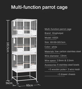 Toptan istiflenebilir tasarım çıkarılabilir tel bölücü geniş alan yetiştiriciliği 3 katmanlar kuş kafesi - Product Image 4