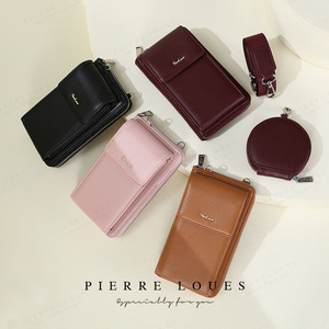 Portefeuille long Pierre Loues en cuir marron, porte-cartes multiples, fermeture à glissière, usage quotidien - Product Image 3