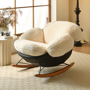 Fauteuil à bascule Trèfle à quatre feuilles, rembourrage en laine d'agneau de qualité supérieure, mousse, chaise de salon, design inclinable - Product Image 2