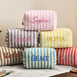 Embroidery Logo Stripe Cosmetic <b>Bag</b> Large Capacity Travel <b>Toiletry</b> <b>Bag</b> Portable Women Makeup <b>Bag</b> - Product Image 2