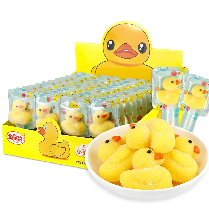 Großhandel Süßigkeiten 21g * 48 Yellow Duck Shaped Mini Candy Jelly Fudge Candy