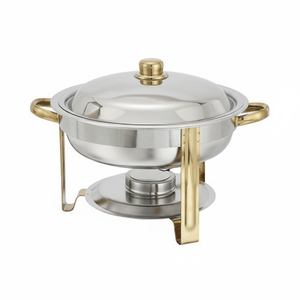 Juego de chaffling para Buffet, calentador de comida de 6 cuartos con acentos dorados, forma redonda, fabricante y venta al por mayor - Product Image 1