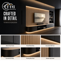 Meuble TV mural de luxe moderne avec rangement, design de panneau personnalisé, élégant pour salon, mobilier de maison en bois, vente en gros