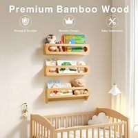 Étagères flottantes pour livres en bambou pour la crèche, ensemble de 3 étagères murales entièrement assemblées pour la chambre