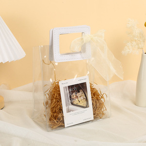 Sac de plage fourre-tout cosmétique en PVC transparent en plastique transparent personnalisé sac à provisions transparent porte-vêtement cadeau - Product Image 1