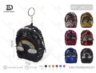 Rainbow Sequins <b>Backpack</b> Coin <b>Purse</b> 7 Inch Mini Unisex Fashion Wallet With Zipper Closure Chain Strap - Product Image 1