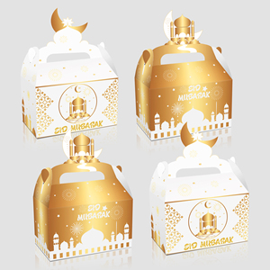 Xindeli DD117 Eid Mubarak Party Paper Gift Cake Goodies Treat Box for Ramadan Party Supplies