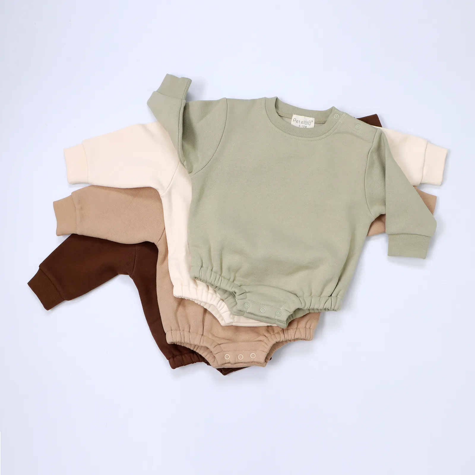 PETELULU personnalisé bébé survêtements pantalons de survêtement bébé vêtements ensemble français éponge enfant en bas âge bulle barboteuse bébé sweats à capuche et sweats