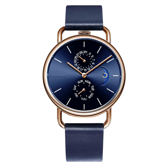 Elegant Luxury Fashion Waterproof Leather Strap Alloy Case 40mm Pointer Dial Business Charm Quartz Women's Watch Chronograph
