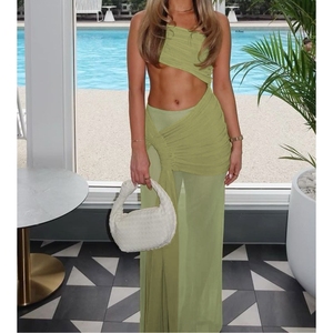 Sexy Backless Breastplate Tops Slim <b>Split</b> Half-body <b>Skirt</b> Women's 2 Piece Set Fashion - Product Image 2