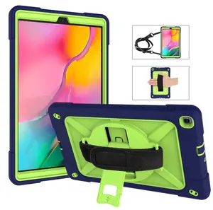 Mixed colored PC rugged case for Samsung tab A 10.1 T510 T515 hand band holder protection case