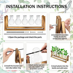 Stoples Perambatan Tanaman Farmhouse dengan Kayu Berdiri Bunga Bud Kaca Penanam untuk Menyebarkan Tanaman Hidroponik Dalam Ruangan 5 Bohlam Vas - Product Image 3
