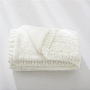 Couverture tricotée chaude et épaisse en acrylique au Crochet Super doux Sherpa Super confortable <span class=keywords><strong>Xeb</strong></span> - Product Image 5