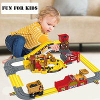 Juego de Pistas de Carreras de Coches de Slot DIY de Ingeniería Eléctrica STEM, Juguetes de Mini Camiones Volquete, Set de Juego de Vehículos de Construcción, Juguetes de Slot