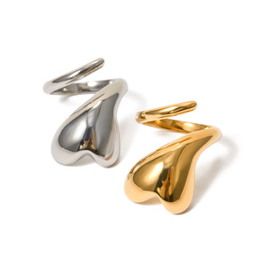 Heart Shaped <b>Open</b> <b>Ring</b> 18k Gold Stainless Steel For Women Gift Jewelry - Product Image 5