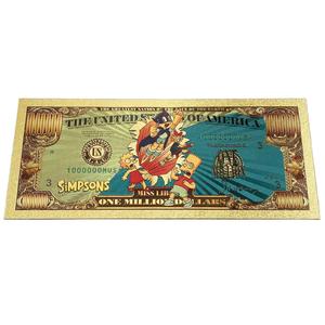 Amerikaanse Komiek De Simpele Herdenkingsgouden Bankbiljetten Van Plastic Goudfolie Bookmark Livestream Geschenkcollectie - Product Image 4