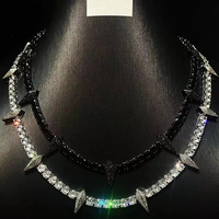 Collier tennis de luxe en zircone noire CZ, collier ras du cou Panthère Noire, bijoux hip-hop à dents de bête pour hommes